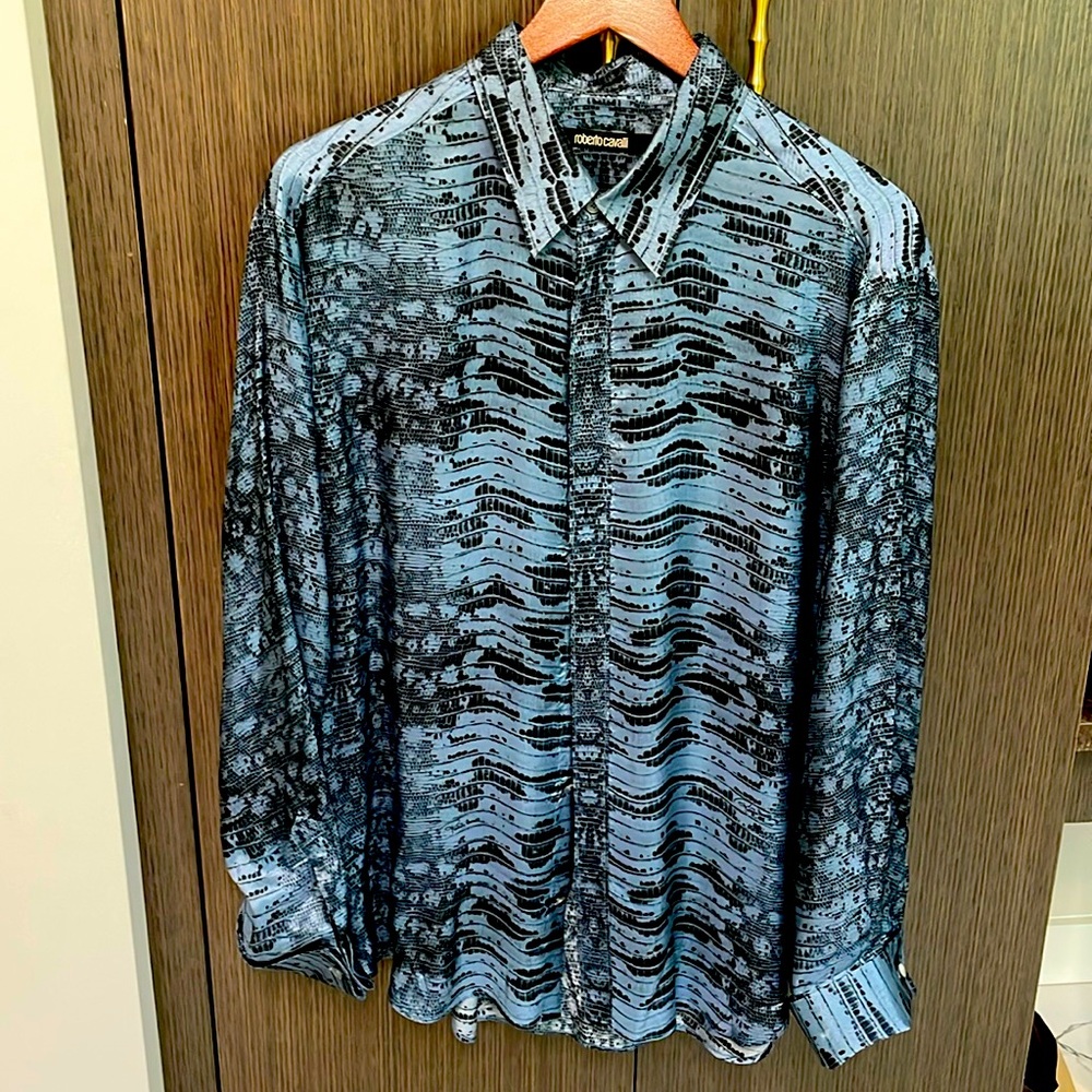 Roberto Cavalli Exotic Print Dress Shirt like New